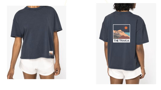 Women Navy washed T-shirt (mountains)
